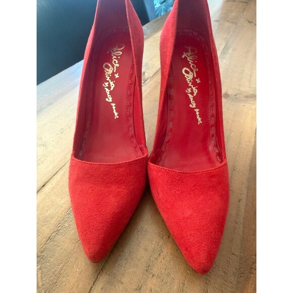 Alice + Olivia Red Suede Heels- Size 8 - Picture 2 of 6